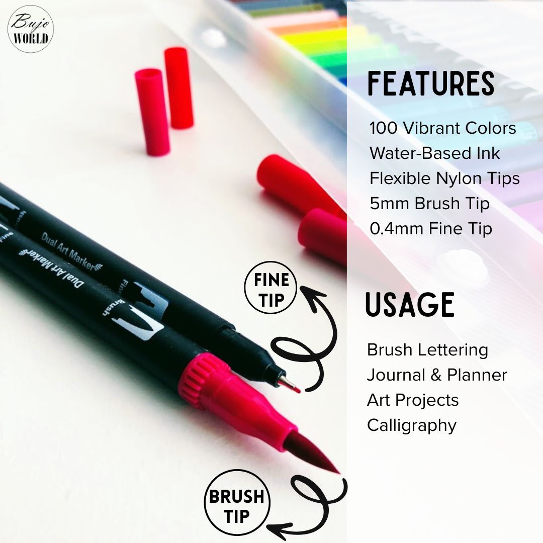 Hhhouu 36 Colors Dual Tip Brush Pens Highlighter Art Markers Fine