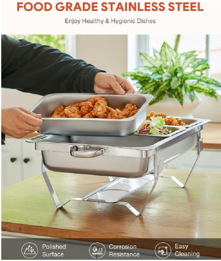Buffet tray set 11L Foldable Stainless Steel Square Buffet Stove Dish ...
