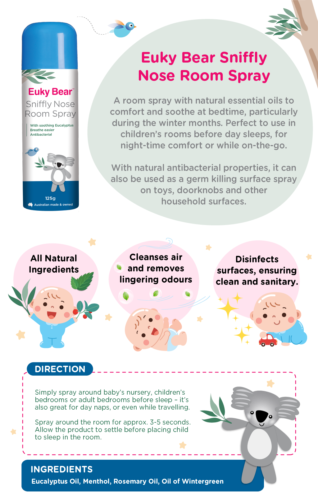 Euky Bear Sniffly Nose Room Spray 125g | Shopee Singapore