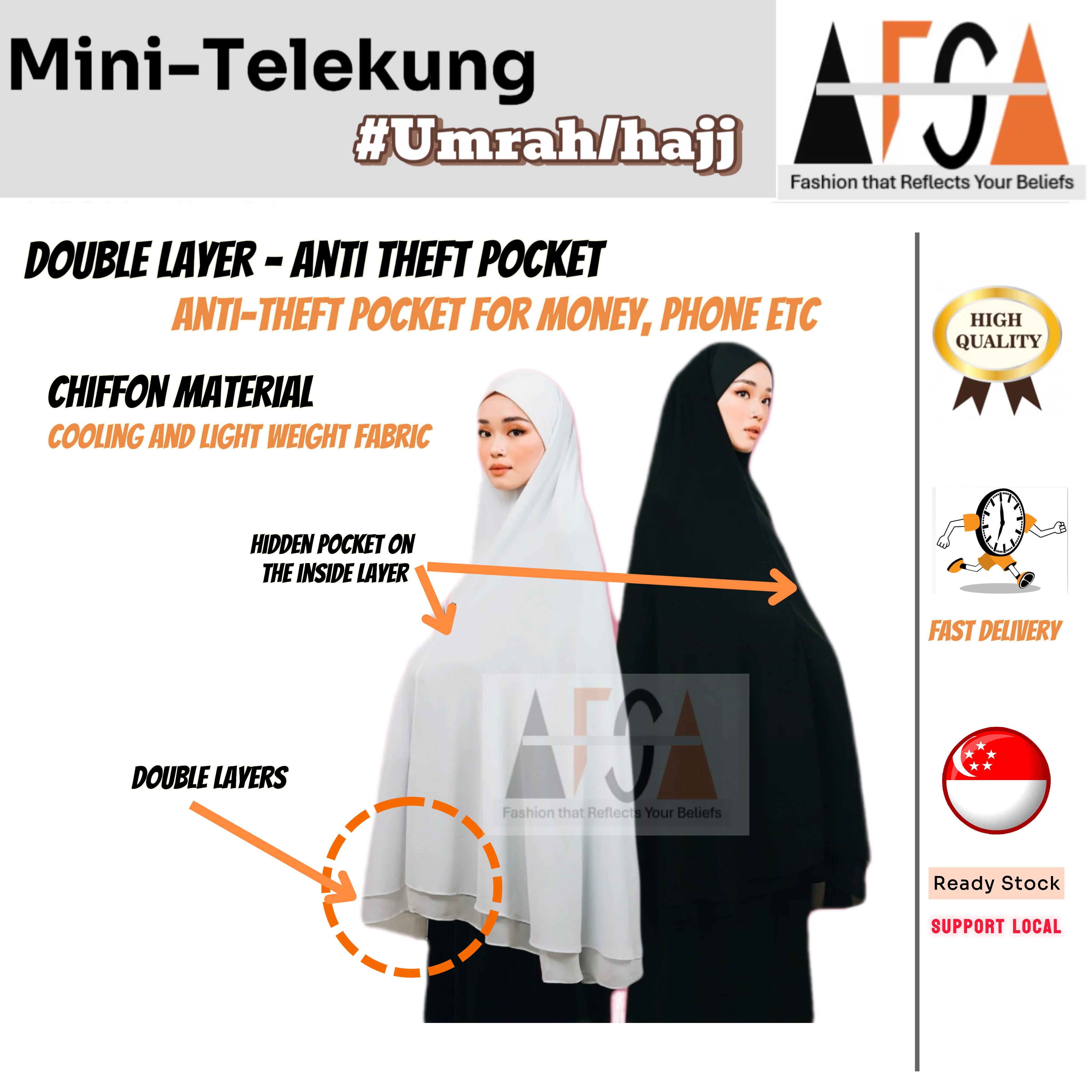 Telekung Mini Umrah Hajj with Pocket | Telekung Travel | Instant Hijab ...