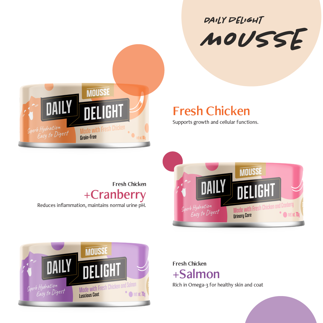 Daily Delight Grain Free Mousse Wet Cat Canned Food (80g x 24)| Meal ...