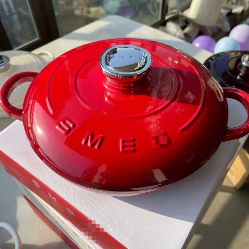 【SG】SMEG Cast Iron Enamel Pot New Style Soup Pot 26cm Large Capacity ...