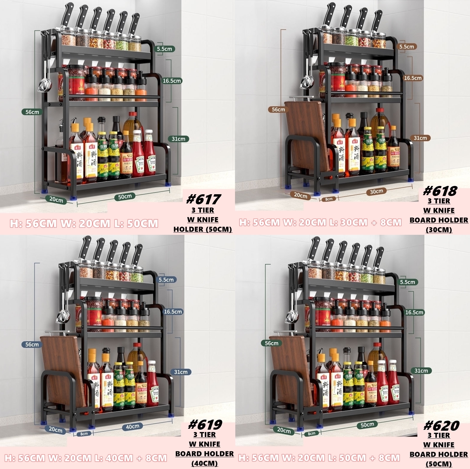 [SG SELLER - TWL] 2/3 TIER Foldable Kitchen Condiments Rack / Kitchen ...