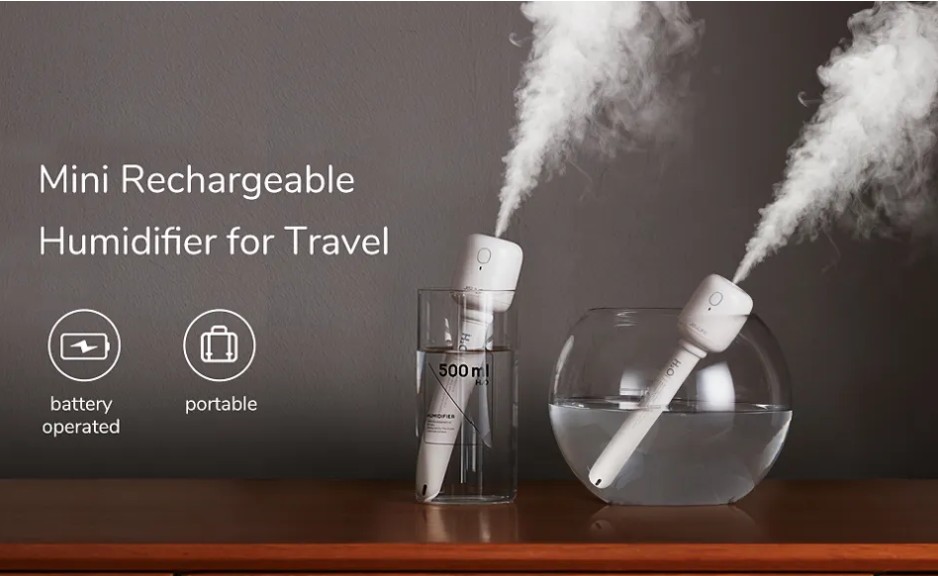 JISULIFE Portable Air Humidifier 2200mAh Rechargeable for Bedroom Car ...