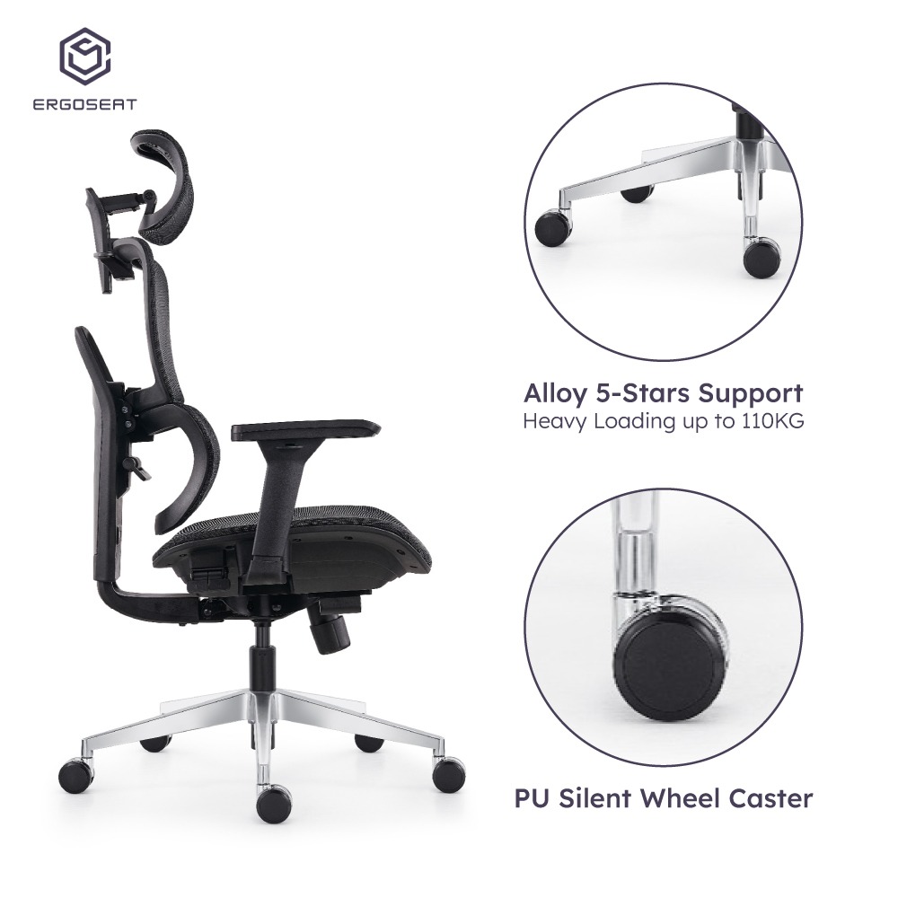 Ergoseat Transverse Ergonomic Home Office Chair With Backrest Lumber ...
