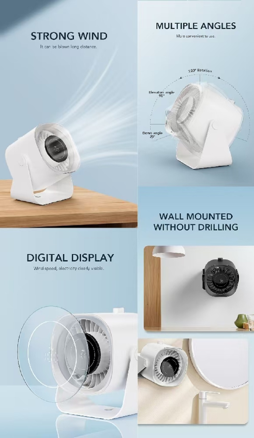 Portable Small Steel Cannon Wall-mounted Fan Desktop Fan 100 Gear High ...