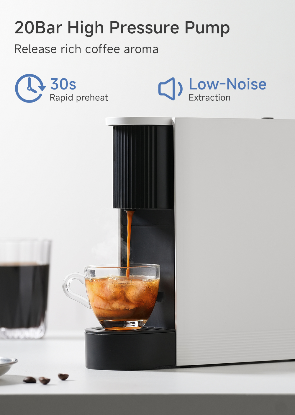 GZMR Semi-Automatic Espresso And Cappuccino Latte Maker, 20 Bar Pump Coffee Machine, Silver Finish, Removable Water Tank HYCC-24809US-LC At