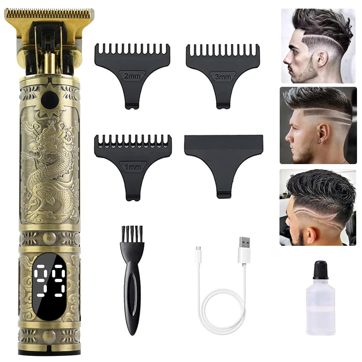 Electric Hair Clipper Professional Cordless Hair Trimmer USB ...