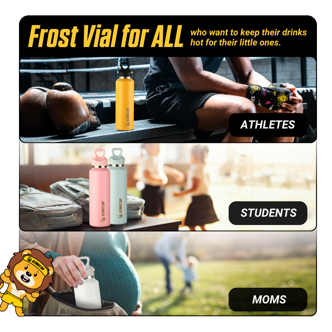 Frost Vial, 600ml, Thermal Flask Insulated Stainless Steel Water Bottle ...