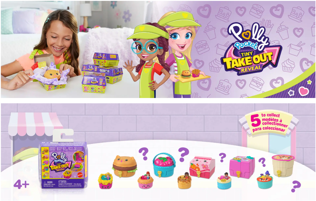 Polly Pocket Tiny Take Out Reveal Assortment, Micro Dolls & Compacts