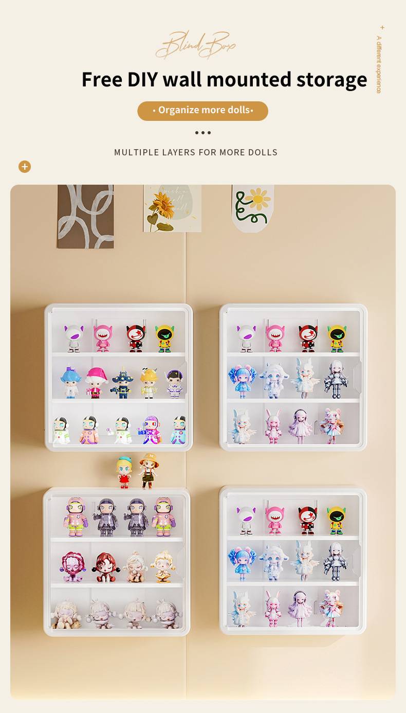 Wall Mounted Popmart Display Box 3 Layers Display Box Blind Box Display ...