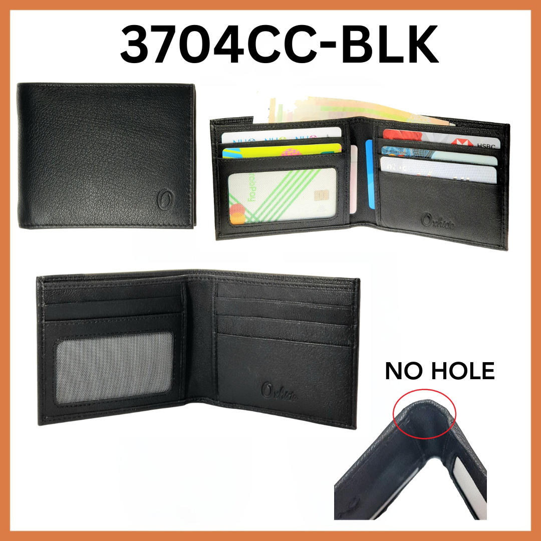 Wallet Men Black/Brown Bifold Lucky Wallet full Grain Leather NO HOLE ...