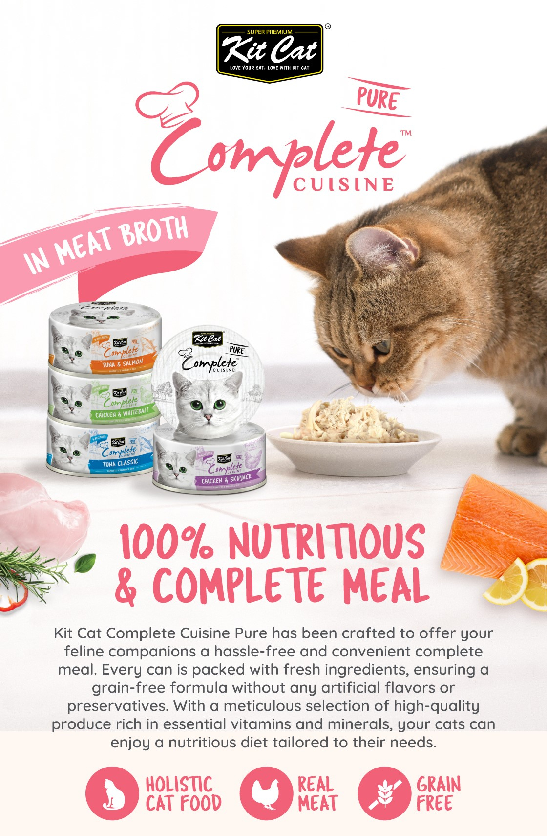 Kit Cat Complete Cuisine Pure Wet Cat Canned Food | Complete & Balanced ...