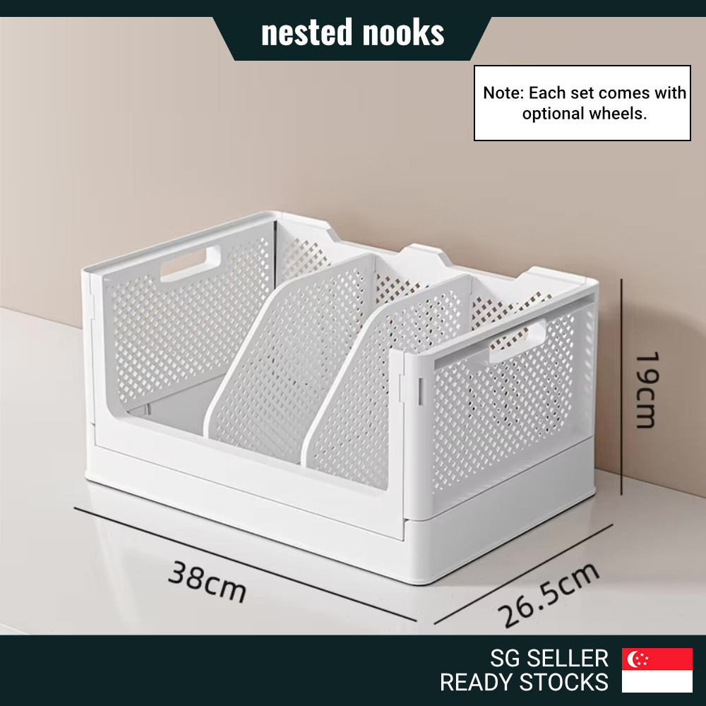 Foldable Stackable Desktop Books Storage Box in Crate Box Design Style ...