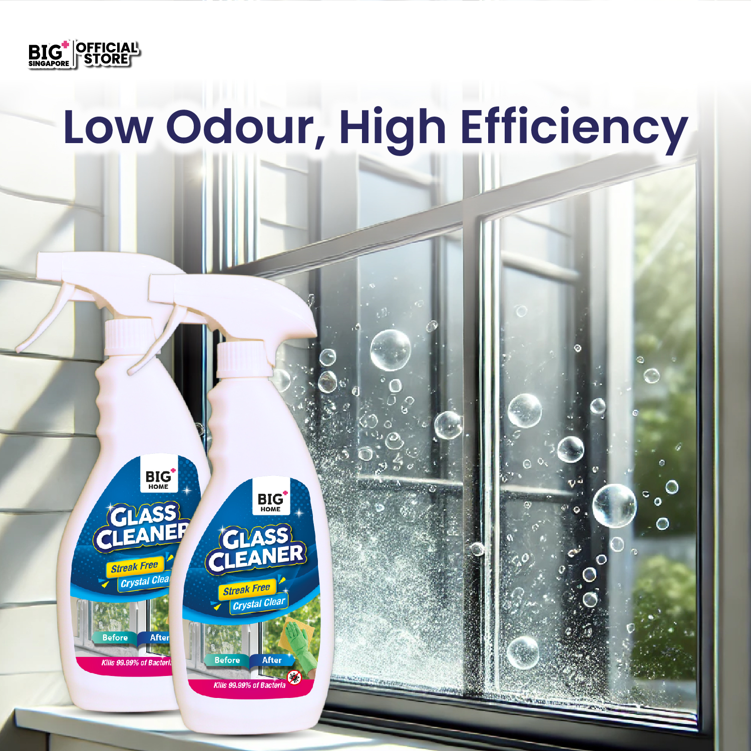 BIG+ Glass Cleaner (500ml) Anti-Streak Window Mirror Bathroom Glass ...