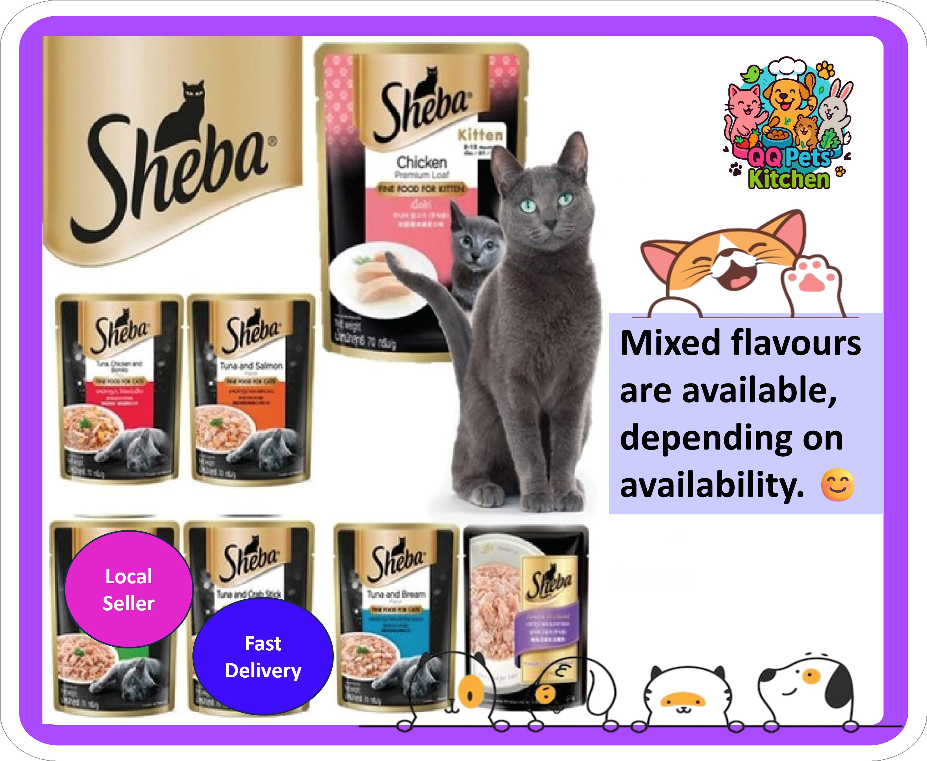 [Bundle of 24 Packets] Sheba Pouch Wet Food for Cats | Cat Wet Food 70g ...