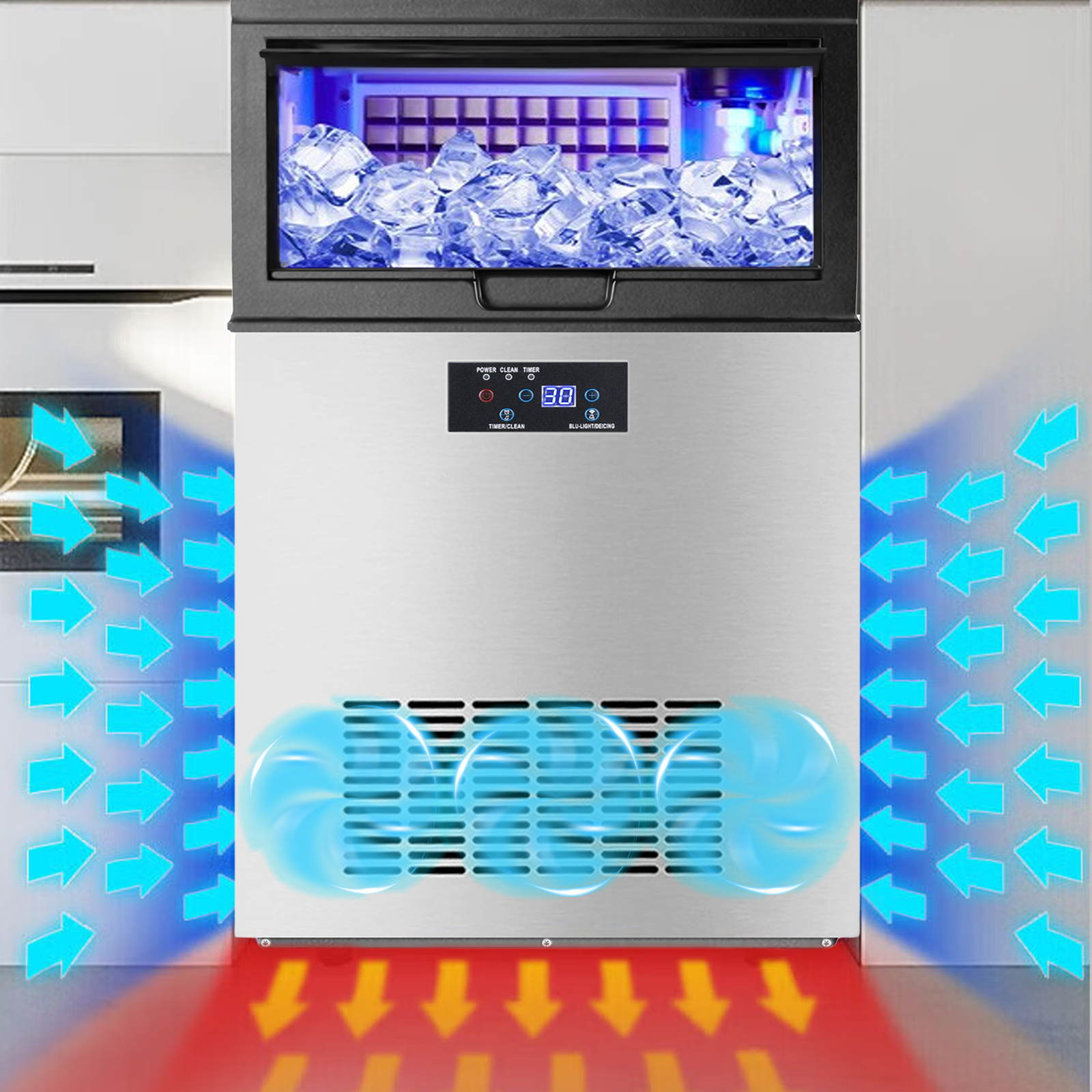 5 Years Warranty🧊100KG & 50KG Commercial ice maker/High Capacity 24H ...