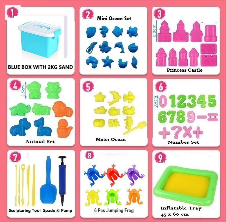 [MOST trusted and SAFE] Kinetic Play Sand 2KG Bundle Set Colorful Play ...