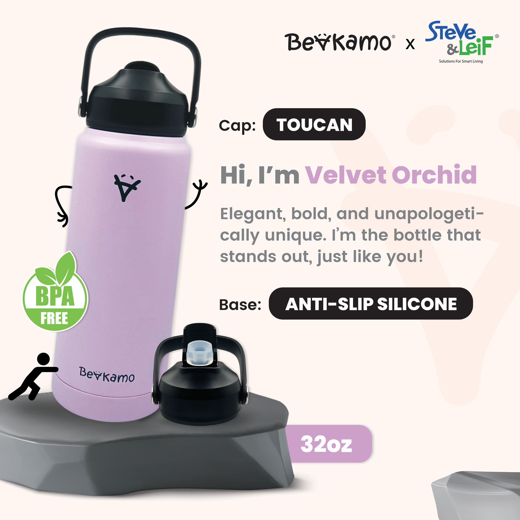 Beakamo Toucan Thermal Insulated Water Bottle/Flask 32Oz (950ml