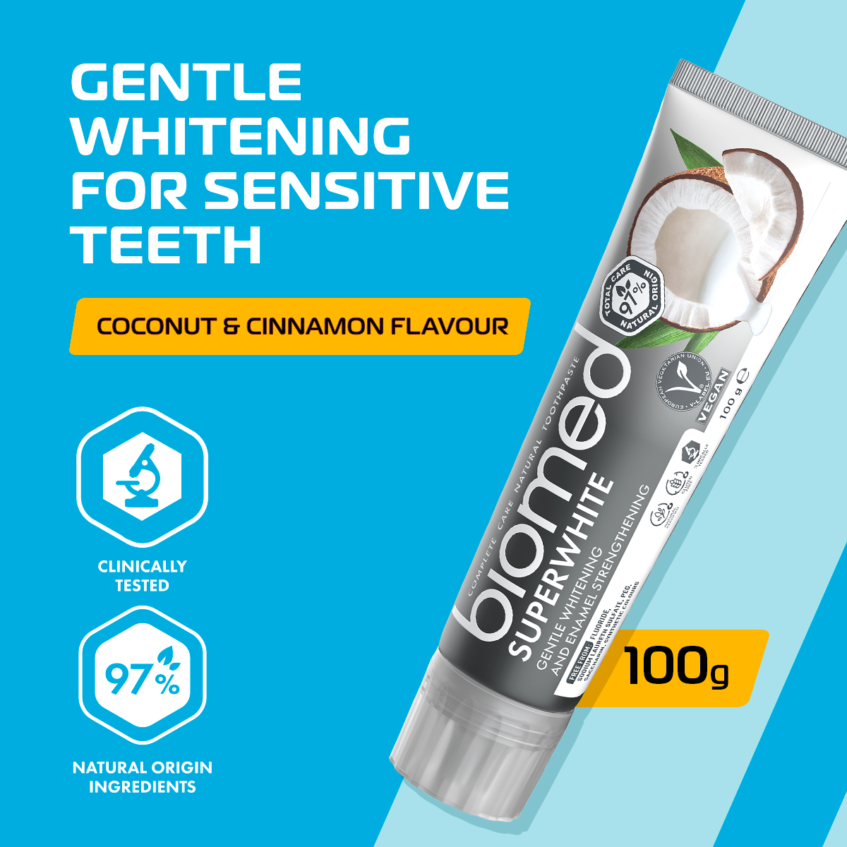 BIOMED Natural Toothpaste SUPERWHITE For Sensitive Whitening, Fluoride ...