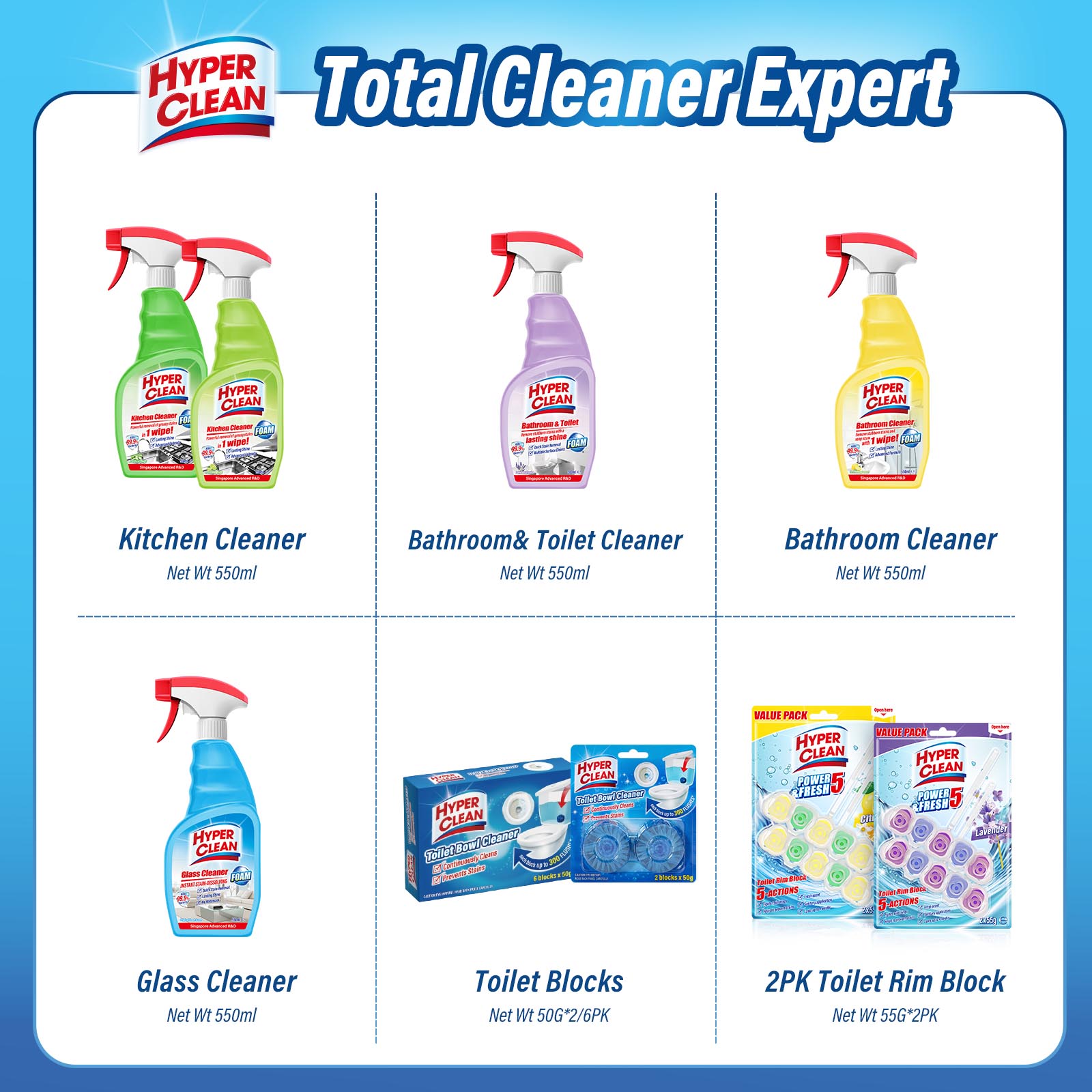 HYPERCLEAN 550ml Toilet & Multi-Surface Cleaner | Kills 99.9% of ...