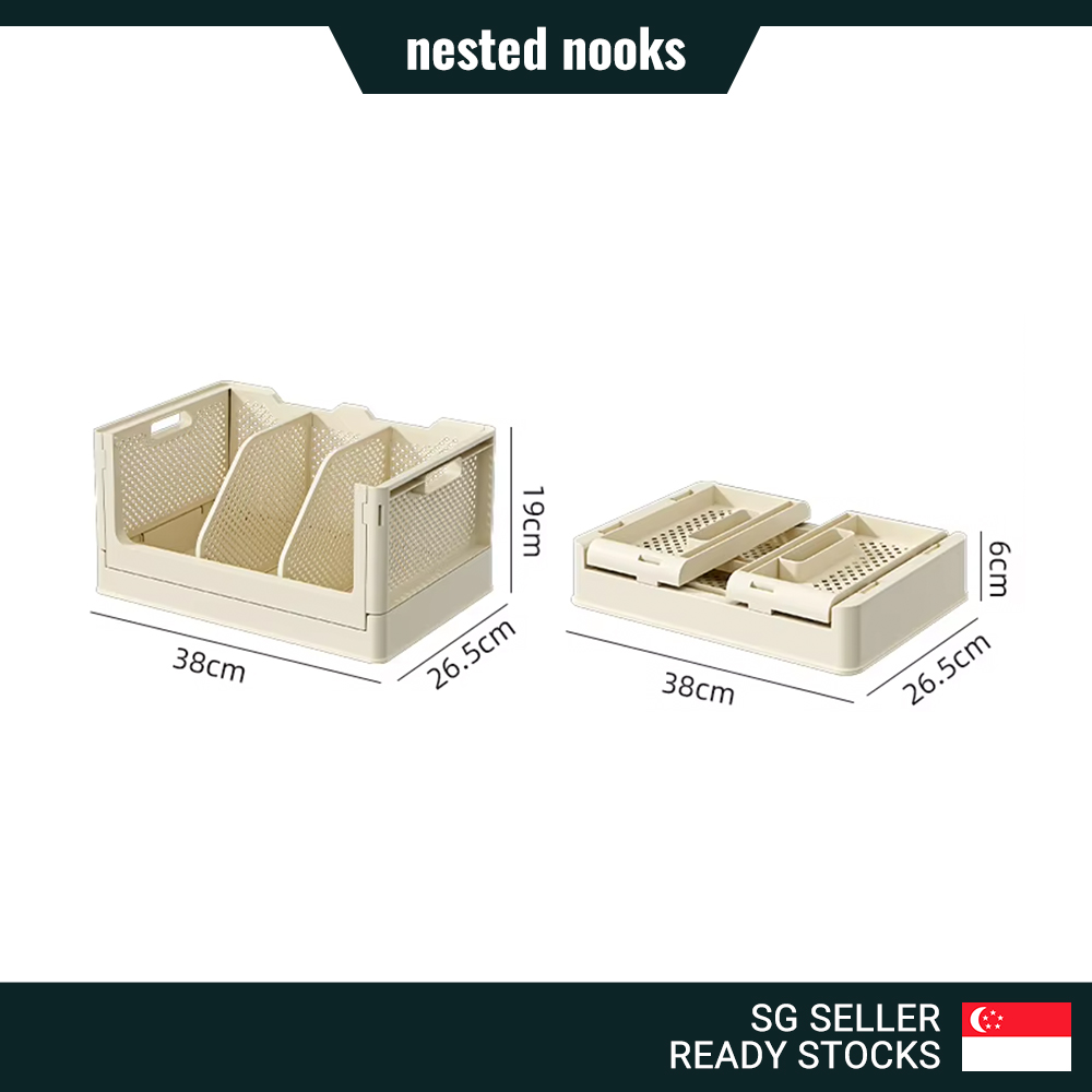 Foldable Stackable Desktop Books Storage Box in Crate Box Design Style ...