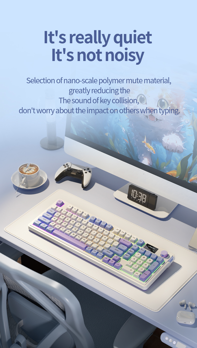 L98 Bluetooth RGB Mute Keyboard Office 2.4G Wireless Keyboard | Shopee ...