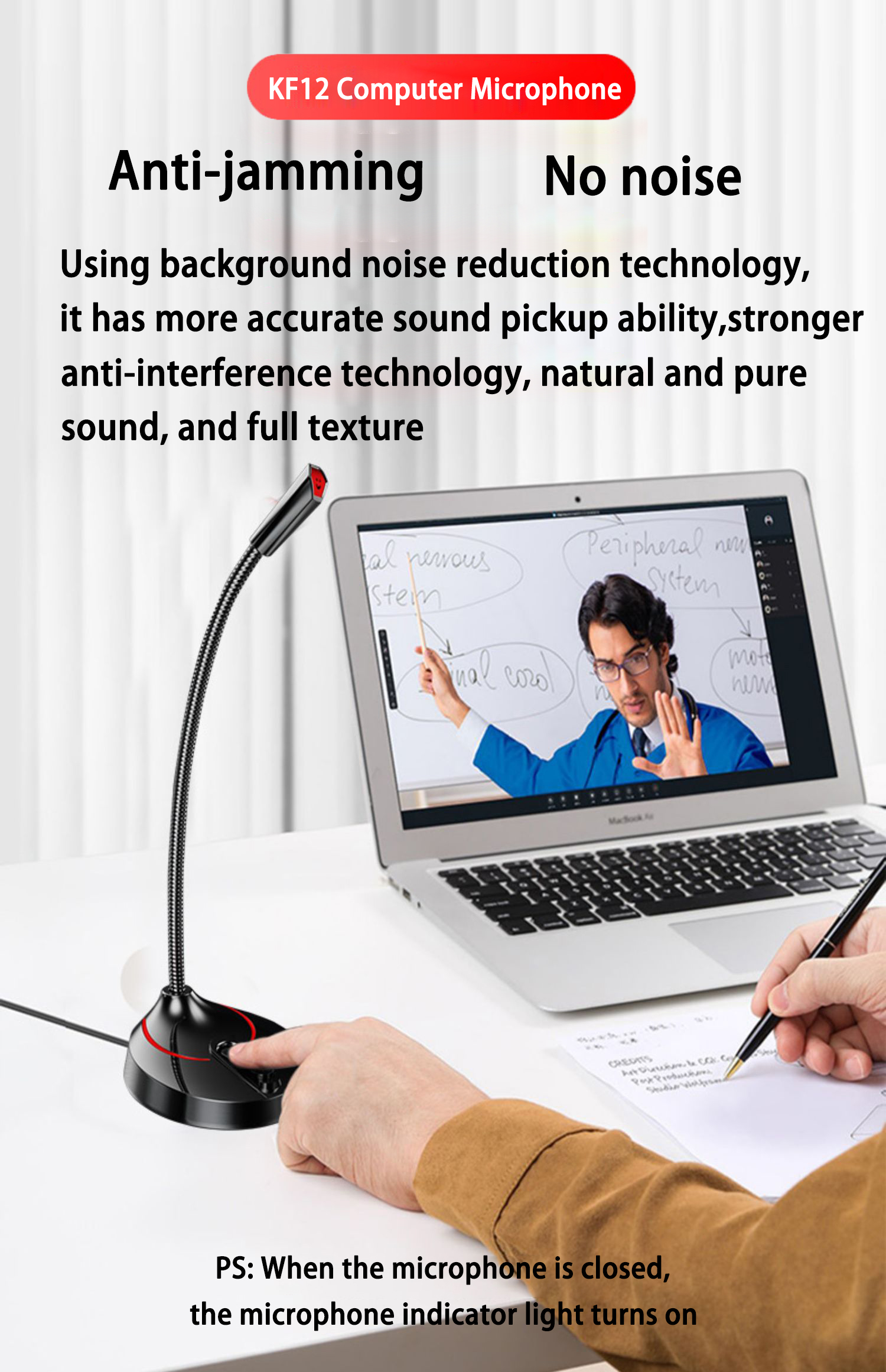 Desktop voice recording Microphone Mic Omnidirectional CondenserUSBMic ...