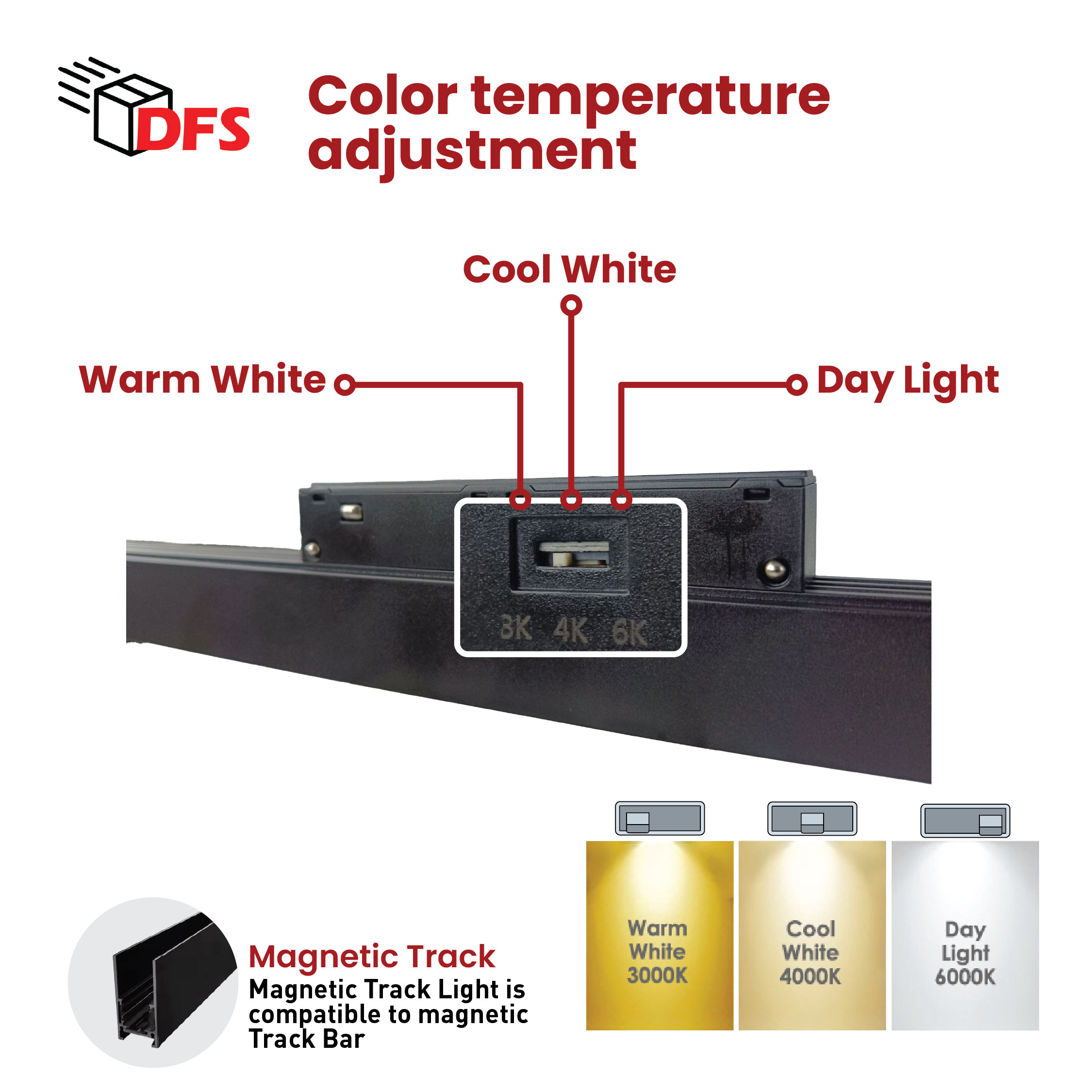 DFS Magnetic Track Light Pre-Set CCT Linear Light/Grille Light/Track ...