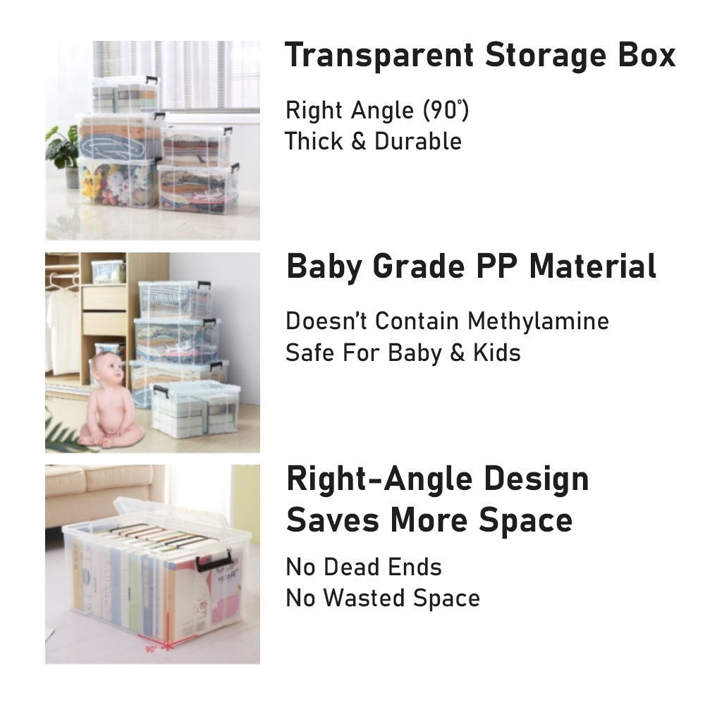 🇸🇬Lucky Home🔥Transparent Storage Box Organizer Stackable Container ...