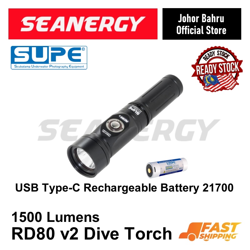 Scubalamp RD80 v2 SUPE RD80v2 Dive Torch 1500 Lumen 15 Degree Narrow ...