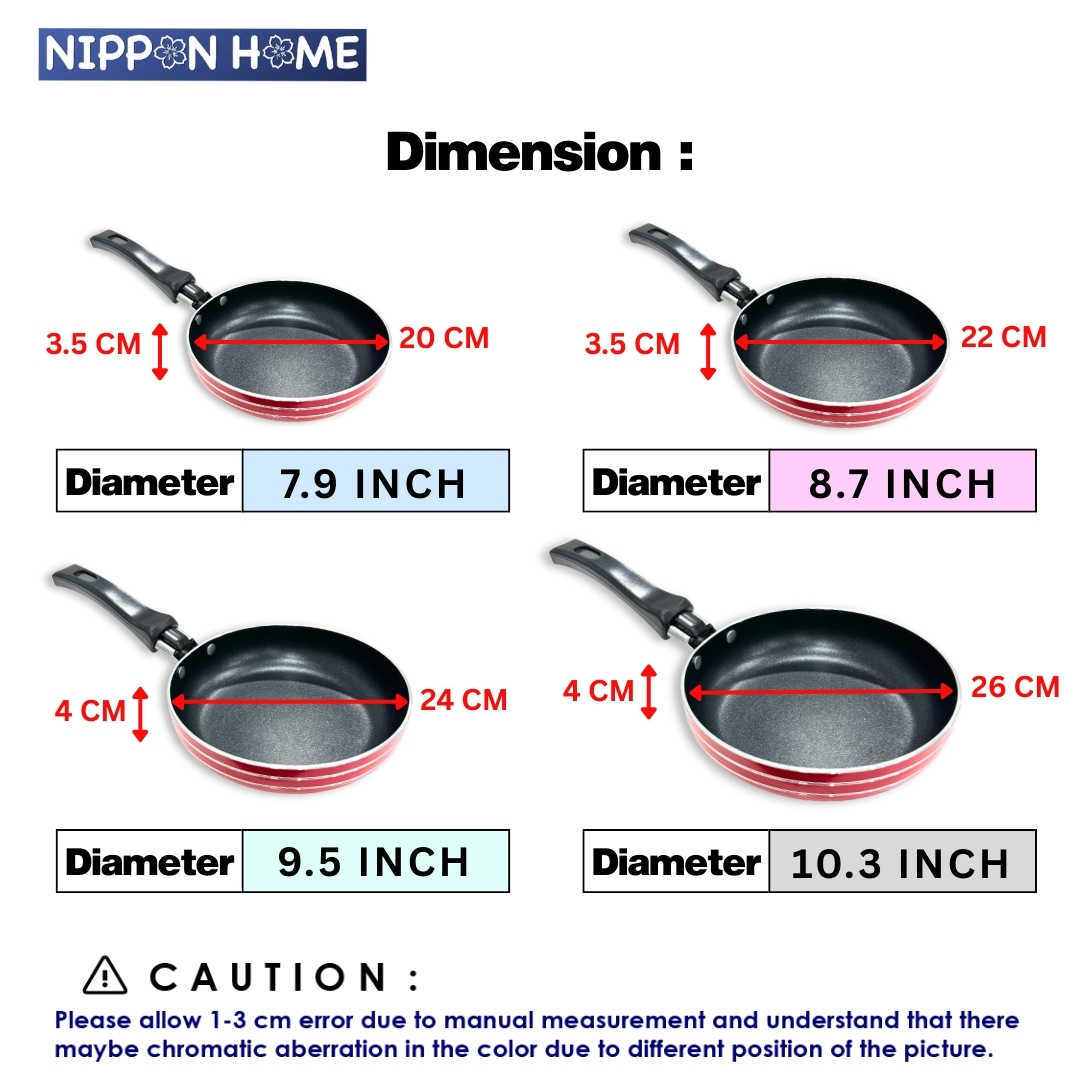 [Household] Non-Stick Fry Pan Deep-Frying Pan with Ergonmic handle Egg ...