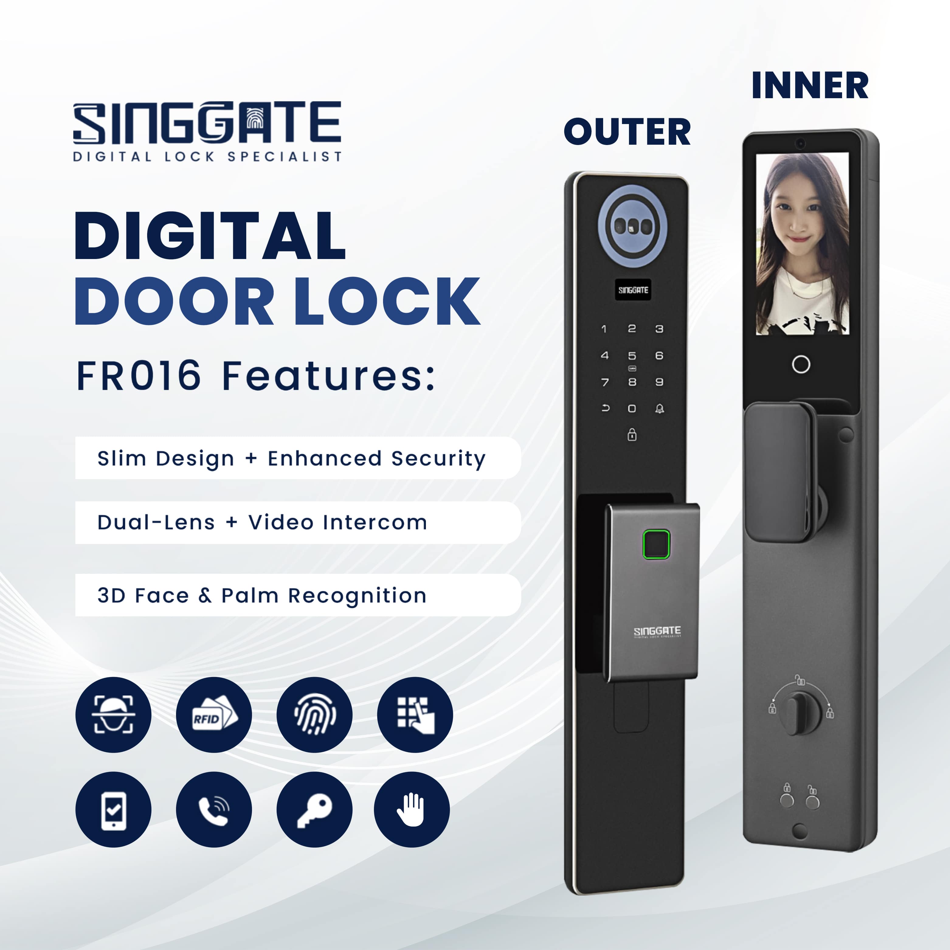 【Fire Rated Certified】FREE Installation | SINGGATE [FR016] with 3D Face ...