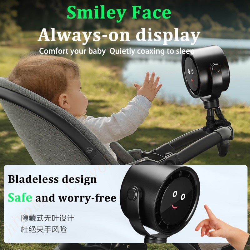 Stroller Fan Clip On smile Fan Octopus Fan Portable Desktop 5 Speeds ...