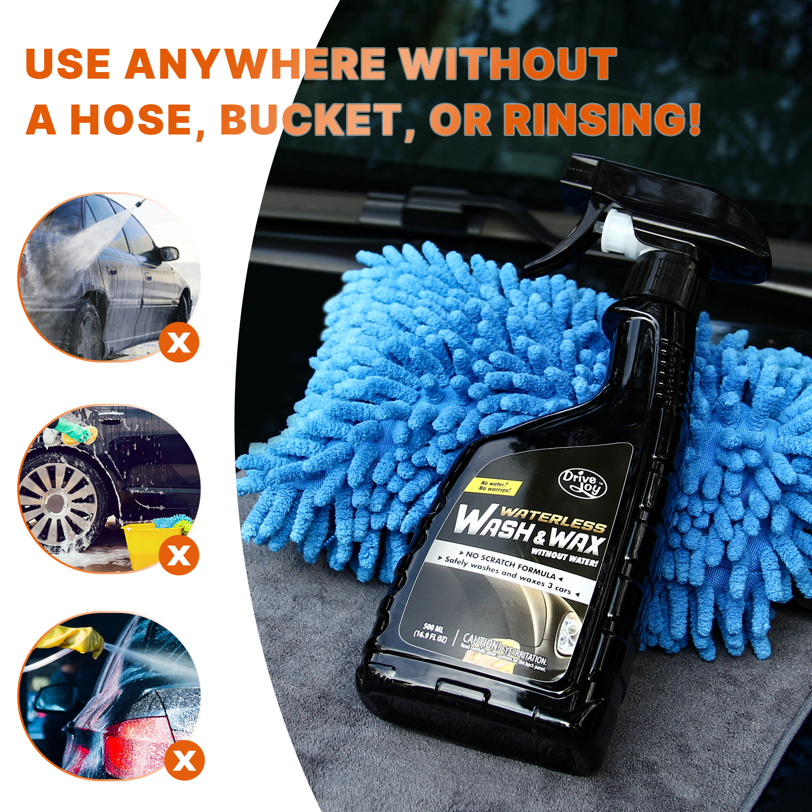 DriveJoy™ Ultimate Waterless Car Wash and Wax Ready To Use, Safe for ...