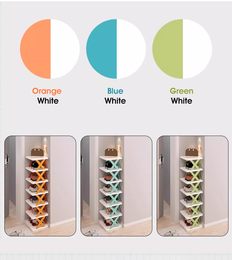 HXR DIY Stackable Plastic Shoe Rack Multi-layer Narrow Space Saving ...