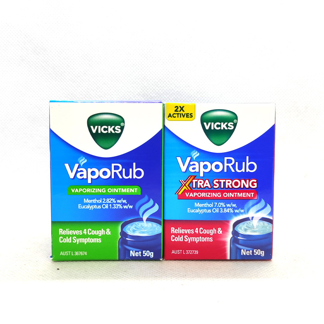 VICKS VAPORUB XTRA STRONG VAPORIZING OINTMENT 50G HELPS RELIEVE COUGH ...