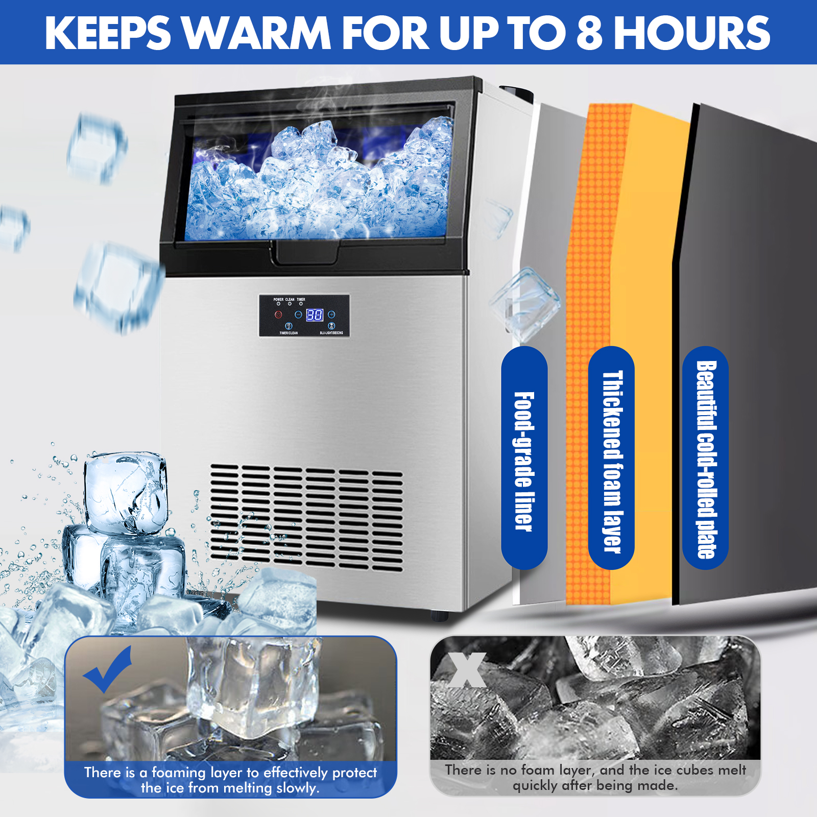 5 Years Warranty🧊100KG & 50KG Commercial ice maker/High Capacity 24H ...