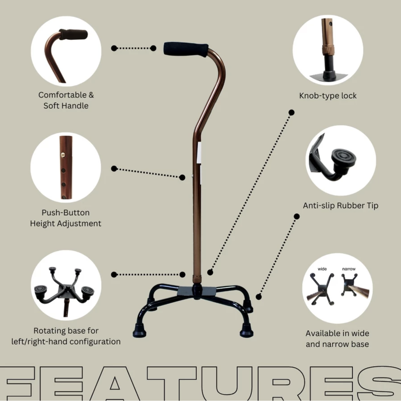 Homecareshop Quad Cane (narrow base & wide base) | Shopee Singapore