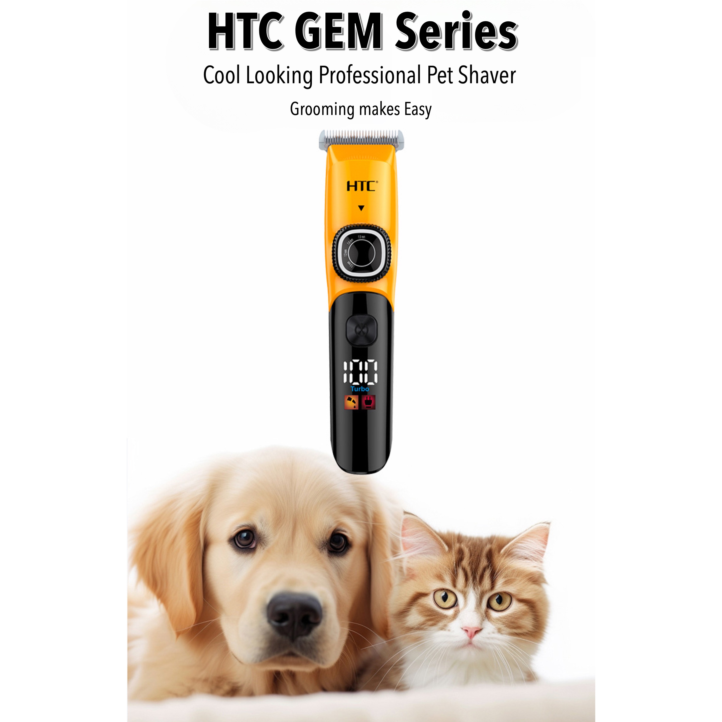 HTC Premium Pet Fur Clipper for Dogs & Cats Quiet Adjustable Cutting ...
