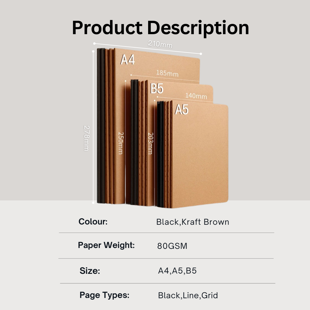 mixshop A5, B5, A4 Notebook, Exercise Book, Lined, Grid, Blank, 80-GSM ...