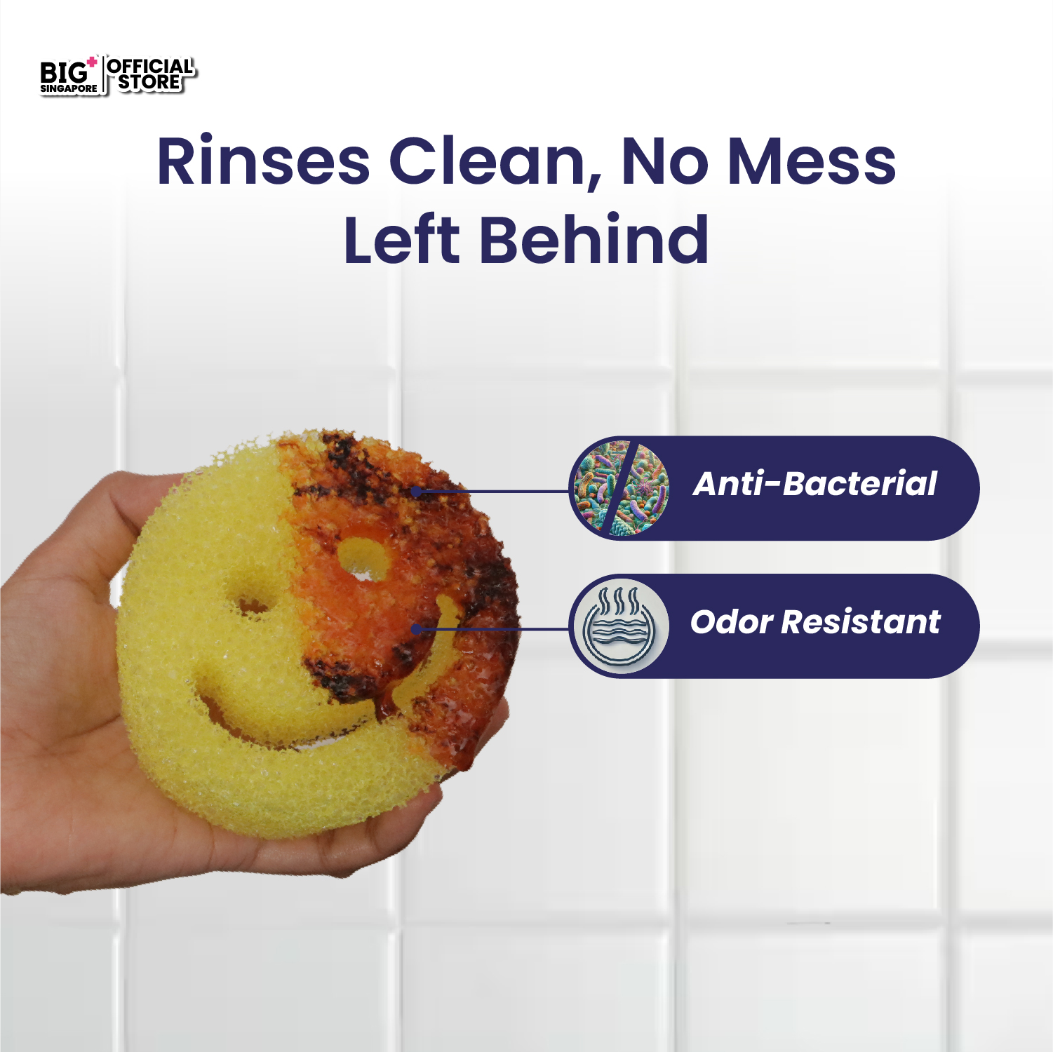 BIG+ Smiley Scrubby Scratch-Free Multipurpose Dish Washing Sponge ...