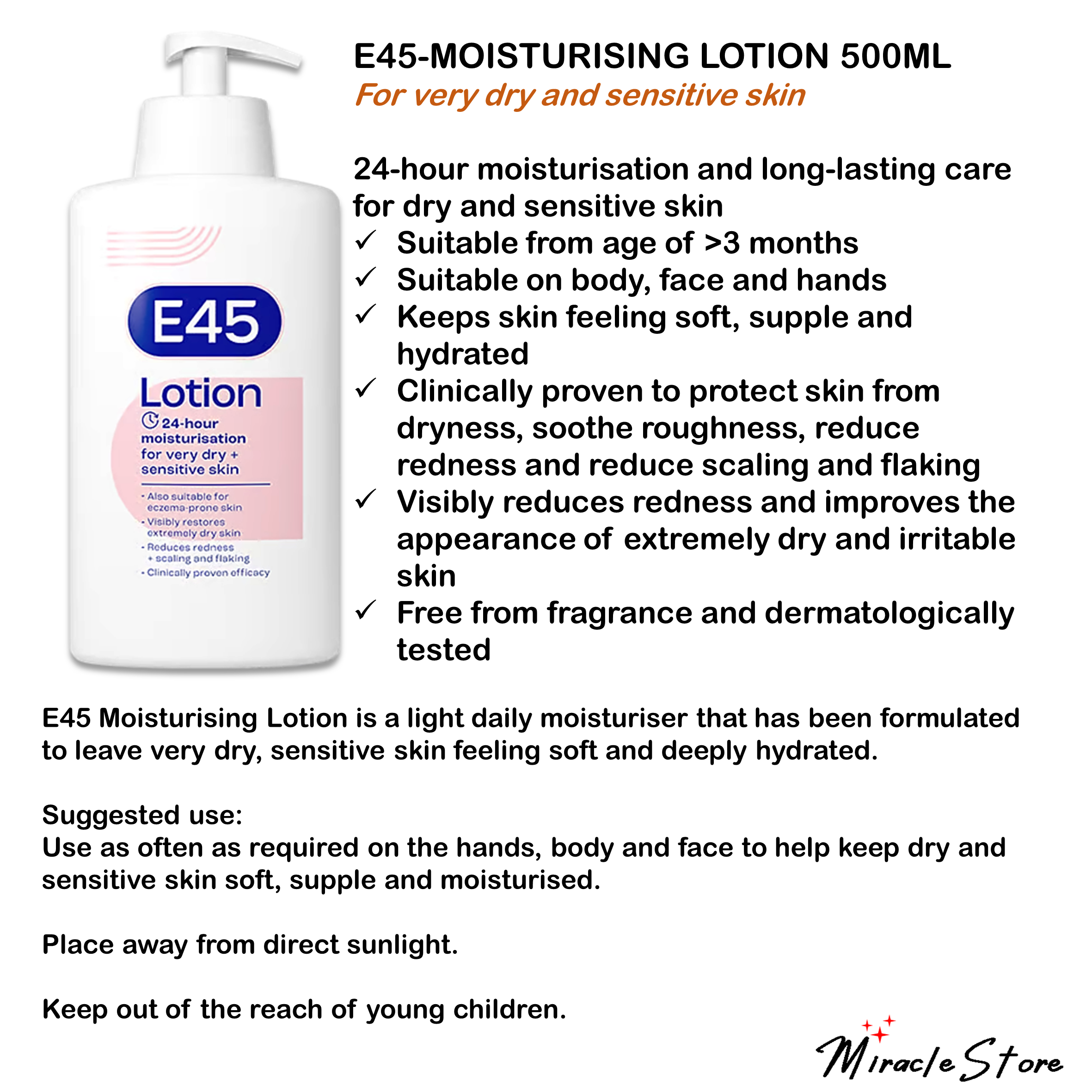 E45 Moisturising Lotion 500ml | Shopee Singapore