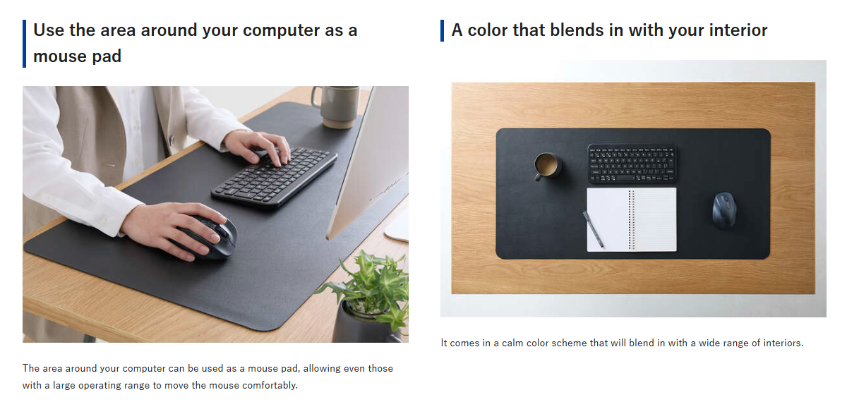ELECOM New Desk Mat/MP-DM04/ Soft Leather/ Large Mouse Pad/ Wipeable ...