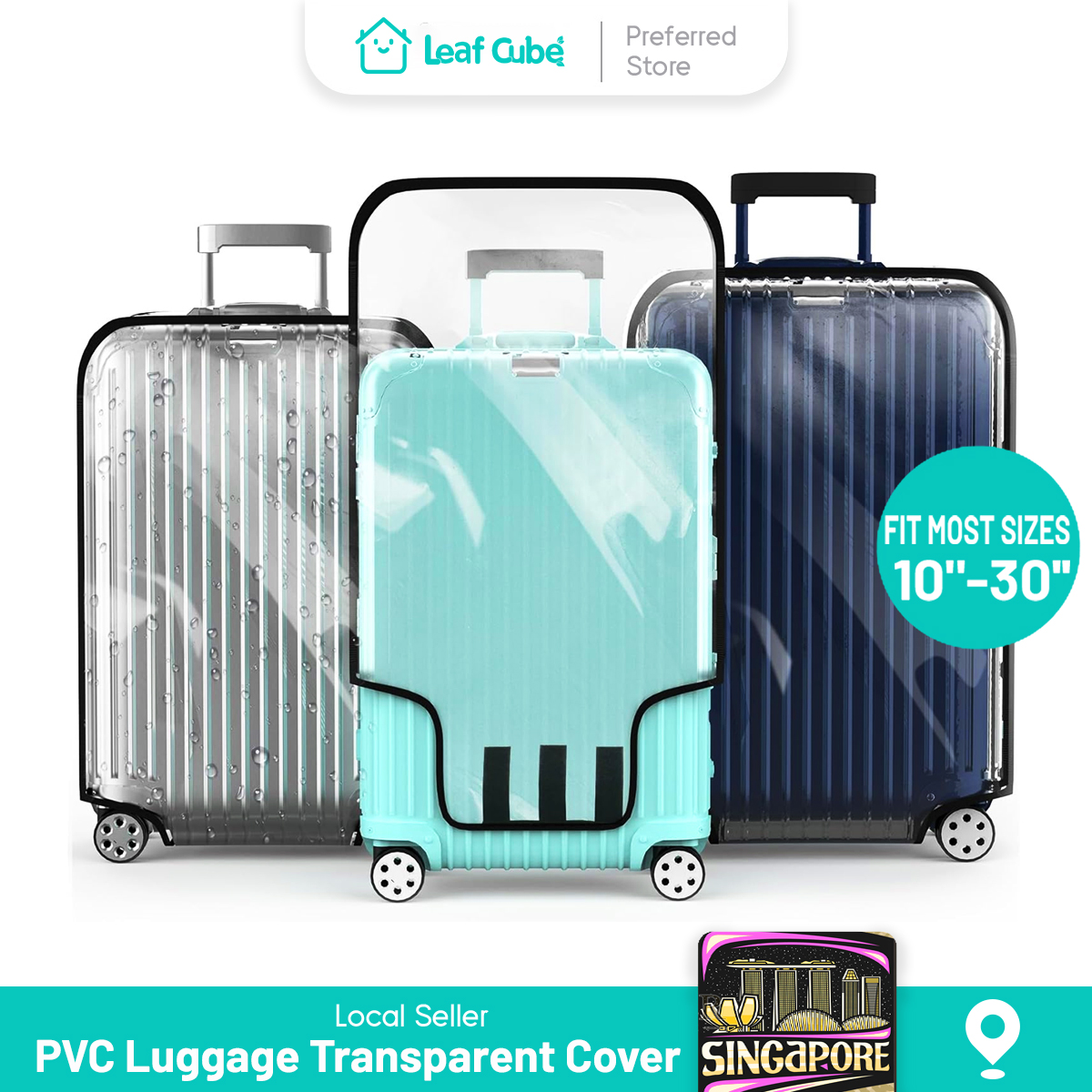 LeafCube PVC Luggage Transparent Cover -Waterproof Plastic Protector ...