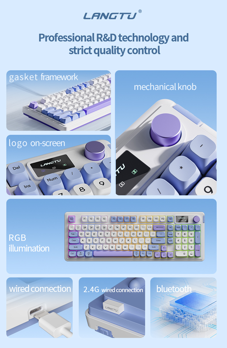L98 Bluetooth RGB Mute Keyboard Office 2.4G Wireless Keyboard | Shopee ...