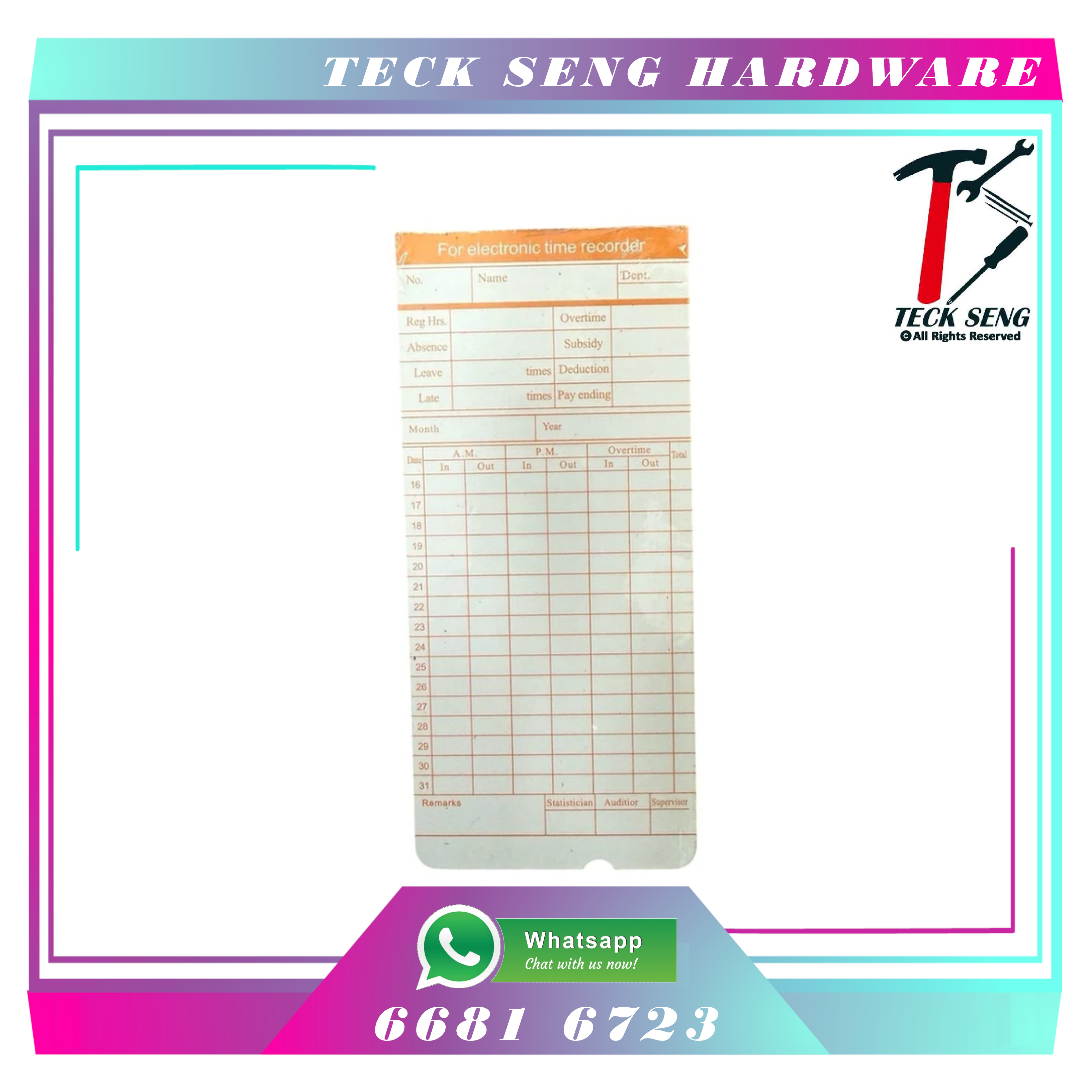 [SG LOCAL SELLER] TIME CLOCK PUNCH CARD ATTENDANCE CARD WORKER CARD ...