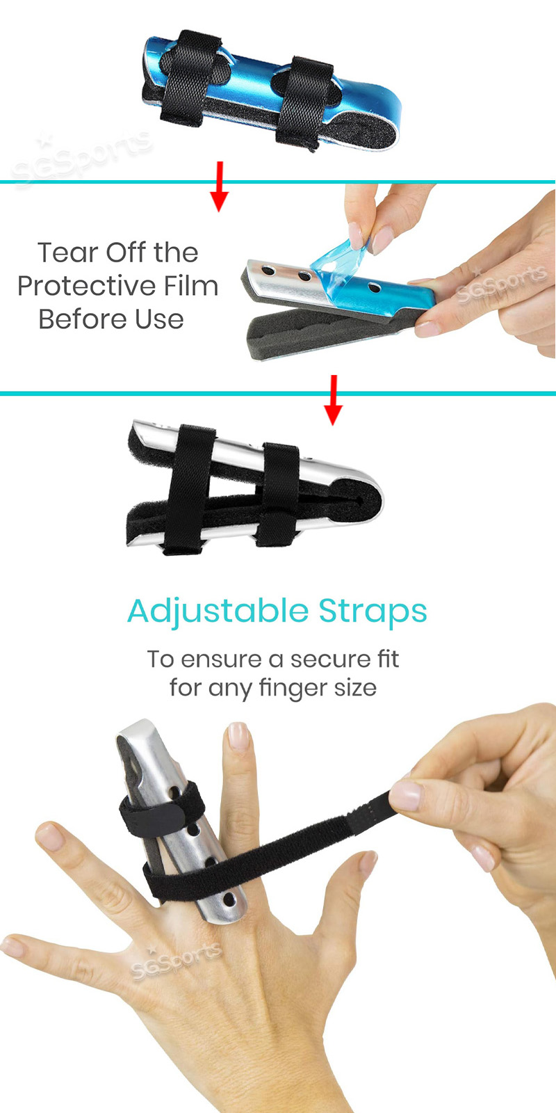 Trigger Finger Splint Aluminum Finger Support Brace for Broken Fingers ...