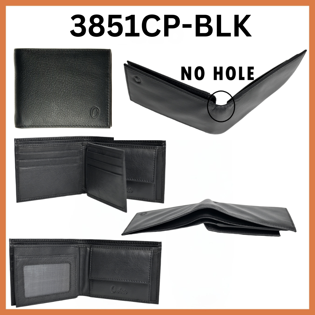 Wallet Men Black/Brown Bifold Lucky Wallet full Grain Leather NO HOLE ...
