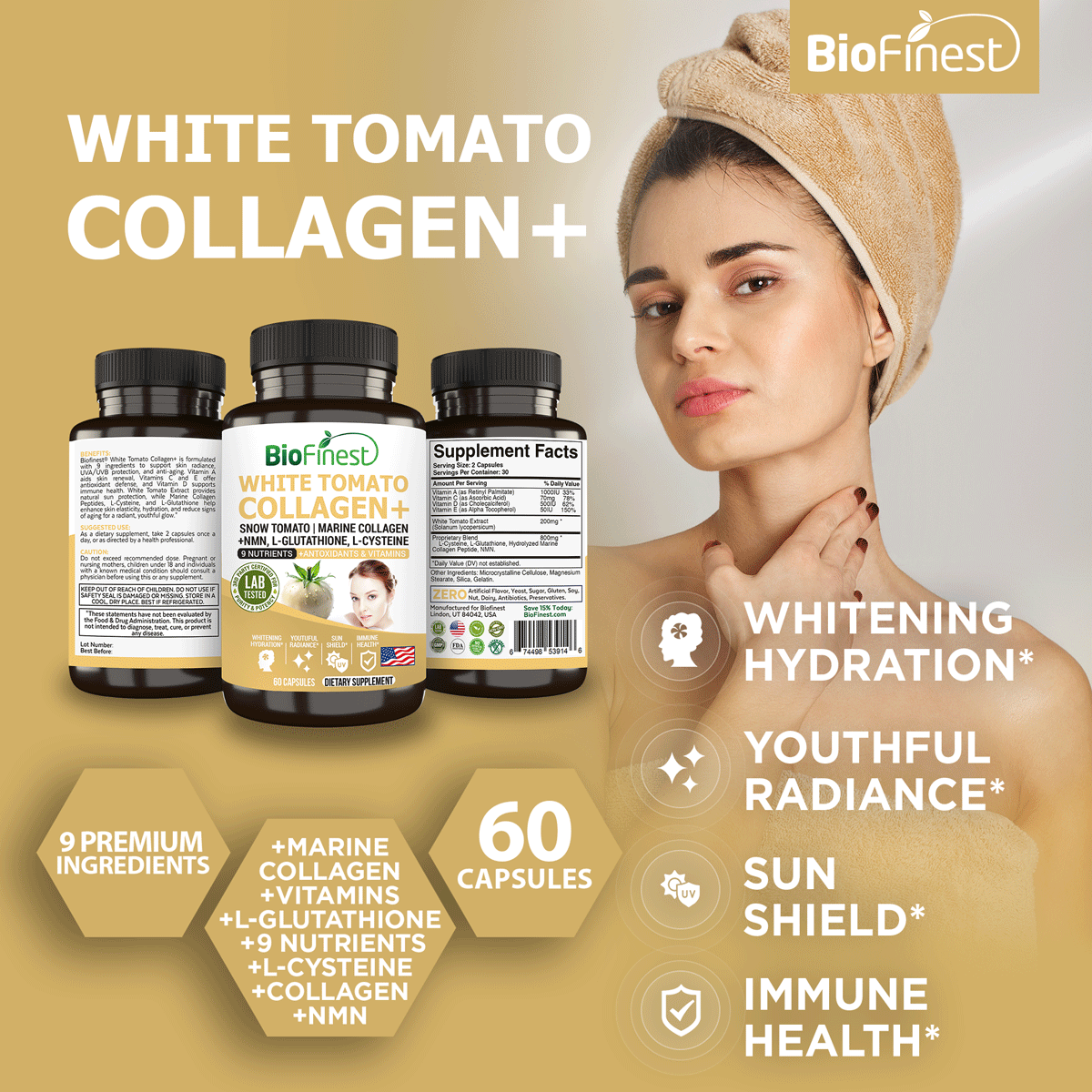 Biofinest White Tomato Collagen+ 16-in-1 Vitamin Marine Collagen NMN ...